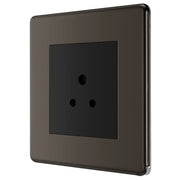 BG Electrical Flatplate Screwless Black Nickel - 2A single, unswitched, round pin