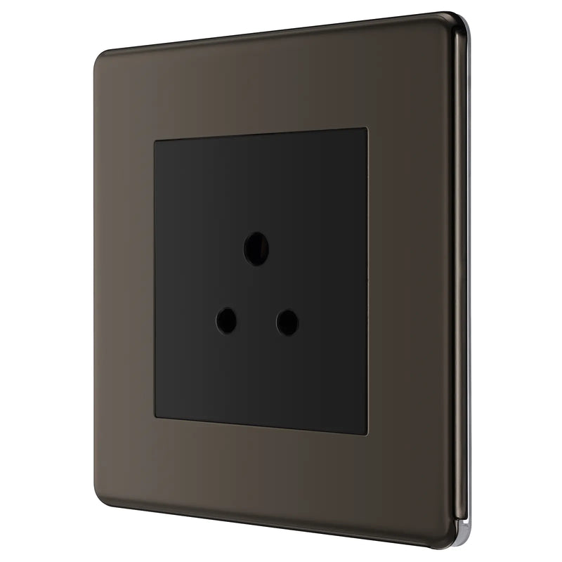BG Electrical Flatplate Screwless Black Nickel - 2A single, unswitched, round pin
