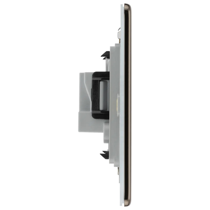 BG Electrical Flatplate Screwless Black Nickel - 2A single, unswitched, round pin