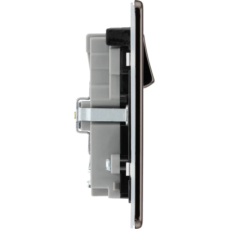 BG Electrical Flatplate Screwless Black Nickel - Double switched single pole, with USB A + C (22W)