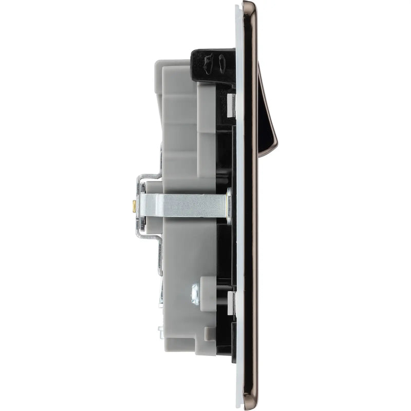 BG Electrical Flatplate Screwless Black Nickel - Double switched single pole, with USB A + C (45W)