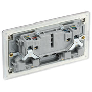 BG Electrical Flatplate Screwless Brushed Steel - Double, switched, double pole