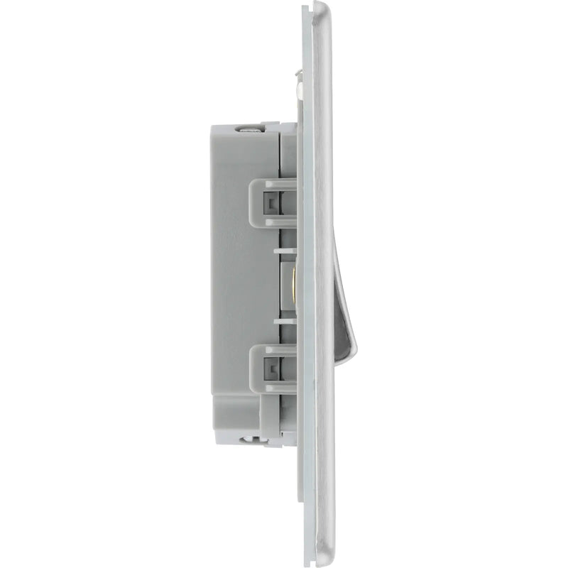 BG Electrical Flatplate Screwless Brushed Steel - Double, 2 way switch
