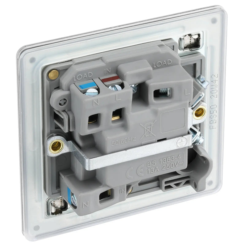 BG Electrical Flatplate Screwless Brushed Steel - Switched and fused