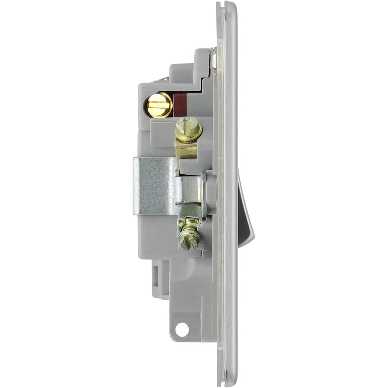 BG Electrical Flatplate Screwless Brushed Steel - Switched and fused