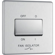 BG Electrical Flatplate Screwless Brushed Steel - Triple pole fan isolator