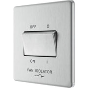 BG Electrical Flatplate Screwless Brushed Steel - Triple pole fan isolator