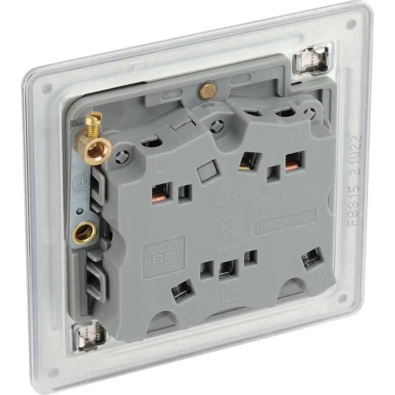 BG Electrical Flatplate Screwless Brushed Steel - Triple pole fan isolator