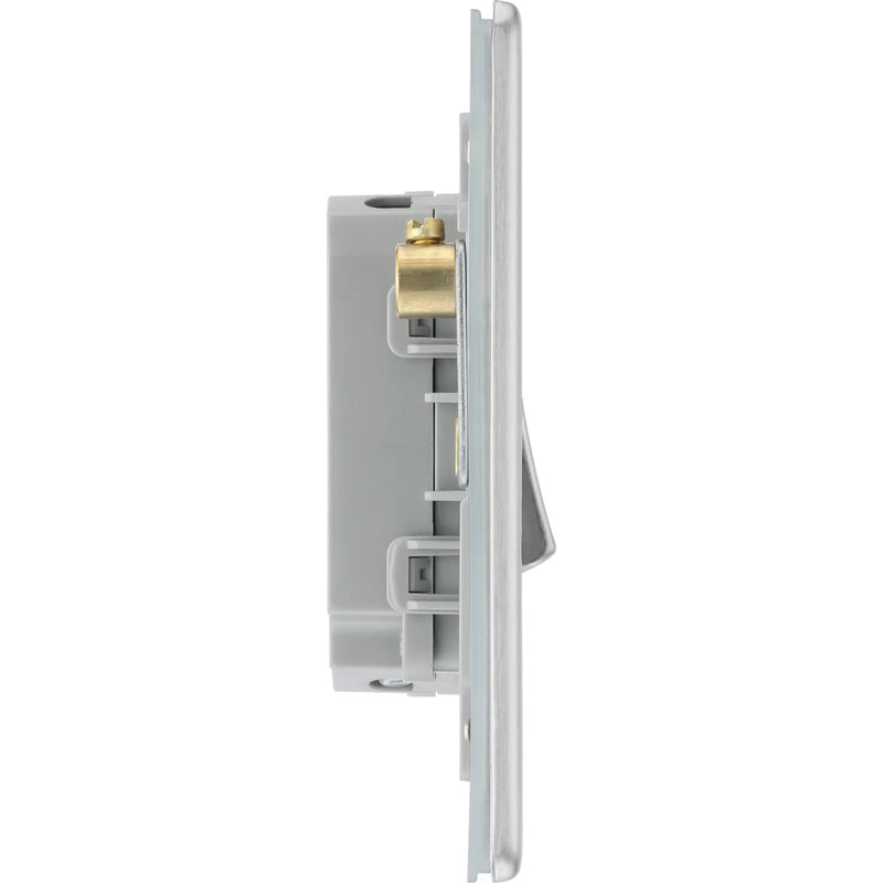 BG Electrical Flatplate Screwless Brushed Steel - Quadruple, 2 way switch