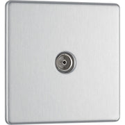 BG Electrical Flatplate Screwless Brushed Steel - Single, co-axial