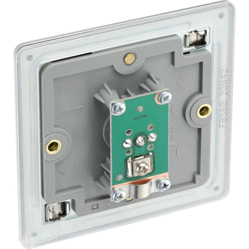 BG Electrical Flatplate Screwless Brushed Steel - Single, co-axial