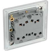 BG Electrical Flatplate Screwless Brushed Steel - Triple, 2 way switch