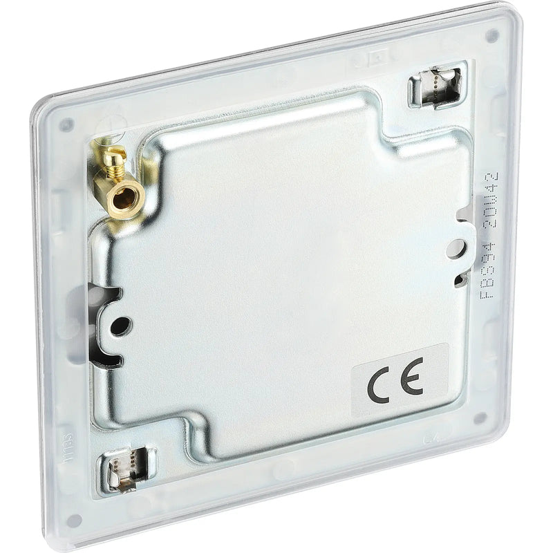 BG Electrical Flatplate Screwless Brushed Steel - Single, blank plate