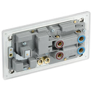 BG Electrical Flatplate Screwless Brushed Steel - 45A double pole, with switched socket and indicators