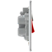 BG Electrical Flatplate Screwless Brushed Steel - 45A double pole, with switched socket and indicators