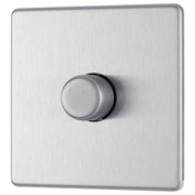 BG Electrical Flatplate Screwless Brushed Steel - Single, 2 way push 200W