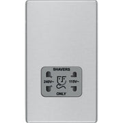 BG Electrical Flatplate Screwless Brushed Steel - 115/240V dual voltage shaver socket