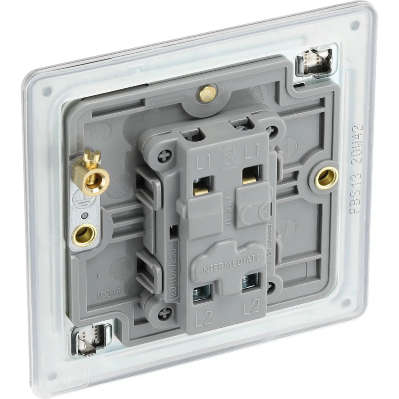 BG Electrical Flatplate Screwless Brushed Steel - Intermediate switch