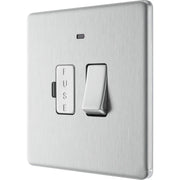 BG Electrical Flatplate Screwless Brushed Steel - Switched and fused with indicator