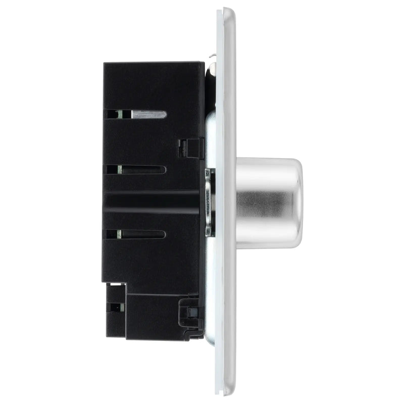 BG Electrical Flatplate Screwless Brushed Steel - Double 2 way push 200W