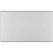 BG Electrical Flatplate Screwless Brushed Steel - Double, blank plate