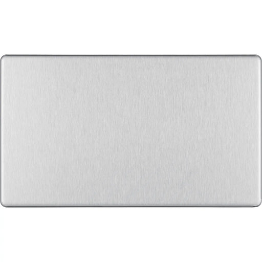 BG Electrical Flatplate Screwless Brushed Steel - Double, blank plate