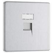 BG Electrical Flatplate Screwless Brushed Steel - Single, RJ45 data socket