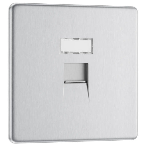 BG Electrical Flatplate Screwless Brushed Steel - Single, RJ45 data socket
