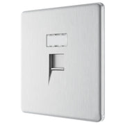 BG Electrical Flatplate Screwless Brushed Steel - Single, RJ45 data socket