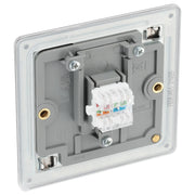 BG Electrical Flatplate Screwless Brushed Steel - Single, RJ45 data socket