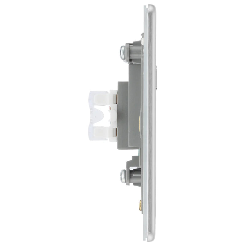 BG Electrical Flatplate Screwless Brushed Steel - Single, RJ45 data socket