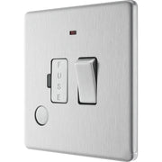 BG Electrical Flatplate Screwless Brushed Steel - Switched and fused with indicator and flex outlet