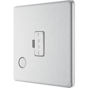 BG Electrical Flatplate Screwless Brushed Steel - Unswitched and fused