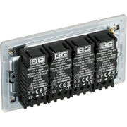 BG Electrical Flatplate Screwless Brushed Steel - Quadruple 2 way push 200W