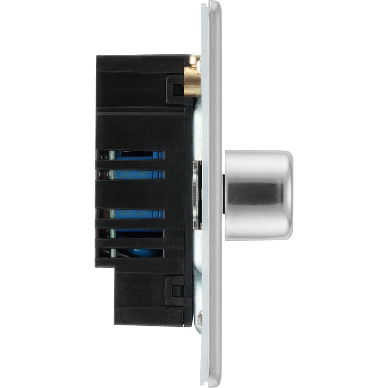BG Electrical Flatplate Screwless Brushed Steel - Quadruple 2 way push 200W