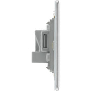 BG Electrical Flatplate Screwless Brushed Steel - 5A, single, unswitched, round pin