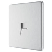 BG Electrical Flatplate Screwless Brushed Steel - Single, telephone socket, secondary