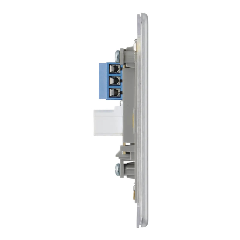 BG Electrical Flatplate Screwless Brushed Steel - Single, telephone socket, secondary