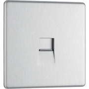 BG Electrical Flatplate Screwless Brushed Steel - Single, telephone socket, master