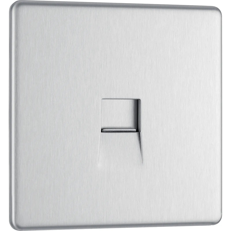 BG Electrical Flatplate Screwless Brushed Steel - Single, telephone socket, master
