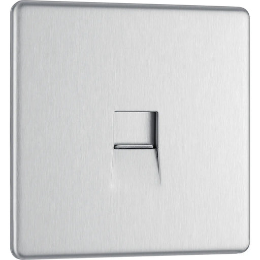 BG Electrical Flatplate Screwless Brushed Steel - Single, telephone socket, master