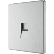 BG Electrical Flatplate Screwless Brushed Steel - Single, telephone socket, master