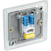 BG Electrical Flatplate Screwless Brushed Steel - Single, telephone socket, master