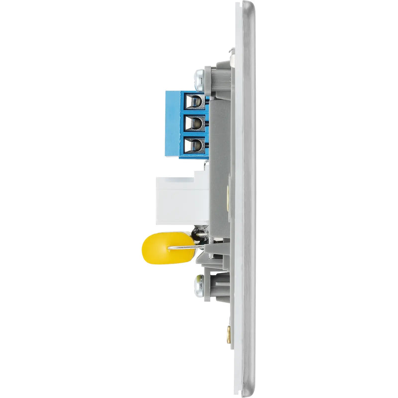BG Electrical Flatplate Screwless Brushed Steel - Single, telephone socket, master