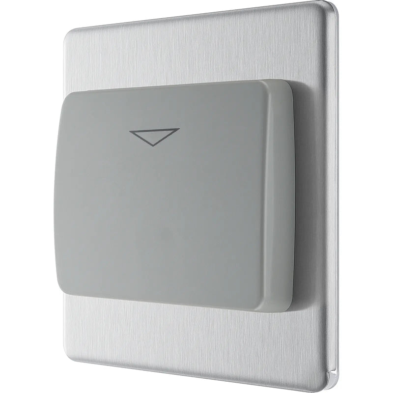 BG Electrical Flatplate Screwless Brushed Steel - Hotel key card switch