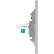 BG Electrical Flatplate Screwless Brushed Steel - Single, RJ11 telephone socket