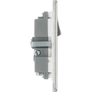 BG Electrical Flatplate Screwless Brushed Steel - Single switched, single pole, with 2 x USB A