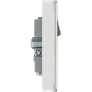 BG Electrical Flatplate Screwless Brushed Steel - Single switched, single pole, with 2 x USB A