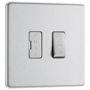 BG Electrical Flatplate Screwless Brushed Steel - 3 pole fan isolator, fused