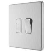 BG Electrical Flatplate Screwless Brushed Steel - 3 pole fan isolator, fused